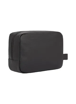 Men's Hilfiger Monotype Logo Pique Small Washbag/ Toiletery Bag -  Pique textured finish, Black 