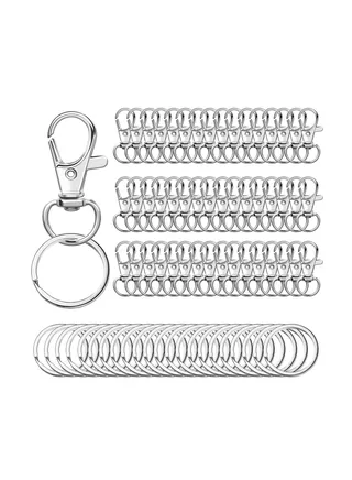 100 PCS Swivel Snap Hooks with Key Rings 50 Pcs Key Chain Clip Hooks and 50Pcs Key Rings Lanyard Lobster Claw Clasps for Keychains Jewelry Art Crafts 
