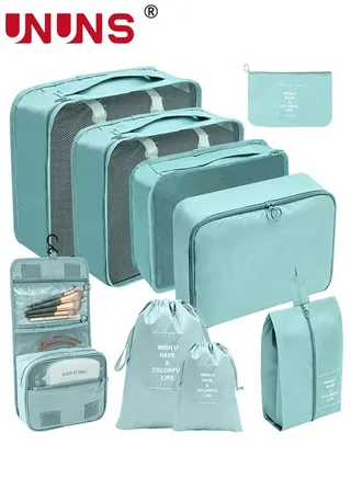 Travel Organizer Bags Set,9-Piece Packing Cubes Set With Foldable Toiletry Bag,Portable Travel Packing Pouches For Man And Women Travel 