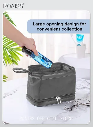 Men's Washing Bag of Business Trip Dry and Wet Separation Travel Washing and Care Set Portable Storage Bag Portable Double-Layer Cosmetic 