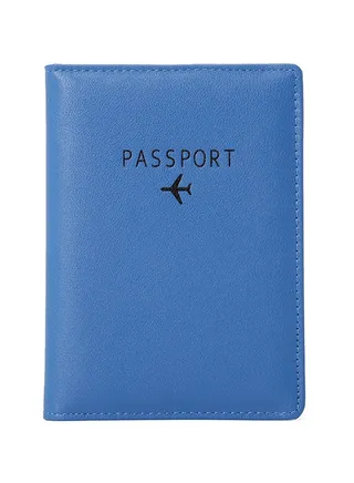 Square Shape Solid Passport Holder Blue 