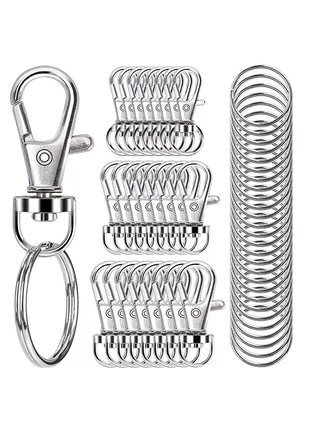 Swivel Snap Hooks with Key Rings 100 Pcs Metal Hooks Keychain Hooks 