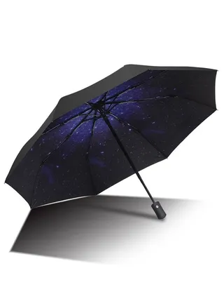 8Ribs Windproof Anti-UV Auto Open & Close Compact Umbrella Strong Portable Folding Umbrella for Rain&Sun Black/Blue 