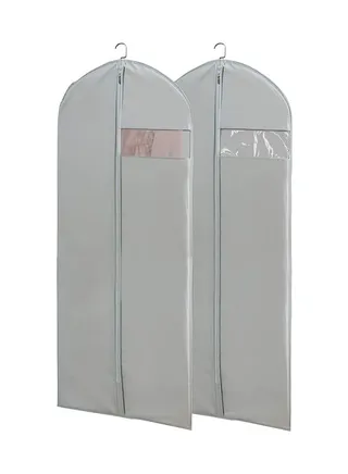 Set of 2 Waterproof Hanging Garment Bag Dress Bags for Gowns Long 59'' Long Dress With Visible Window Garment Bag Clothes Dust Covers 