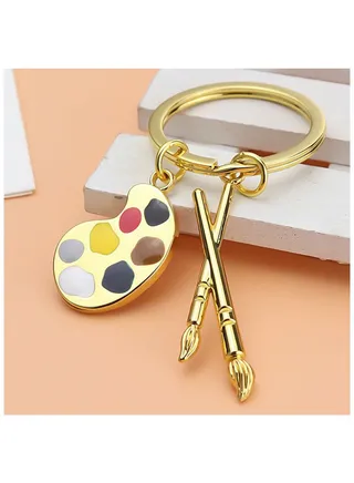 Keychain in the Form Of Feathers Drawn And Colors By Artists Golden 