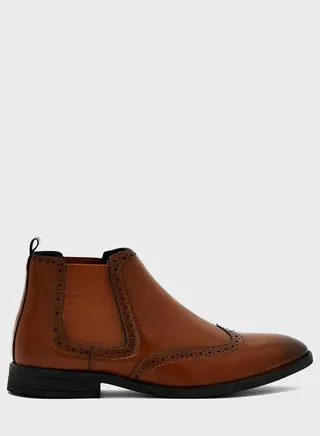 Formal Wing Cap Chelsea Boots