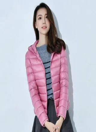 Women's Down Jacket Winter Short Hooded Warm Slim Fashion Solid Color Coat 