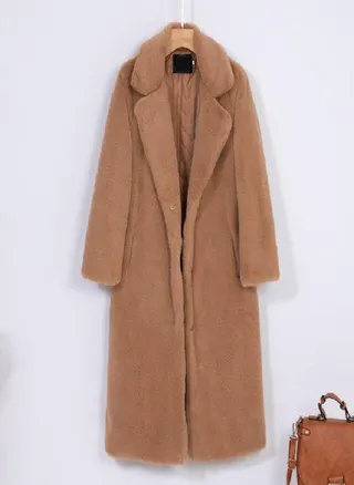 Women Winter Warm Faux Fur Coat Thick Women Long Coat Turn Down Collar Women Warm Coat With Belt Casaco Feminino 