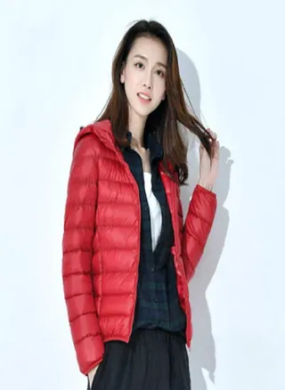 Women's Down Jacket Winter Short Hooded Warm Slim Fashion Solid Color Coat 