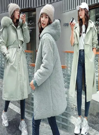 Women Winter Jacket Hooded X-Long Thick Faux Fur Padded Parkas Woman Distachable Plus Size Coat 