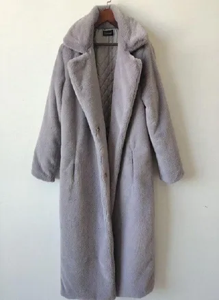 Women Winter Warm Faux Fur Coat Thick Women Long Coat Turn Down Collar Women Warm Coat With Belt Casaco Feminino 
