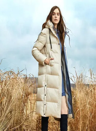 JAZZEVAR Winter Extended Cotton Coat Solid Warm Outdoor Casual Cotton CoatHooded Cotton Jacket 