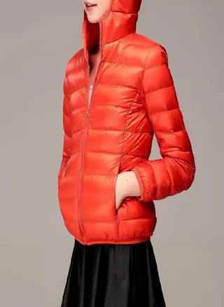 Women's Down Jacket Winter Short Hooded Warm Slim Fashion Solid Color Coat 