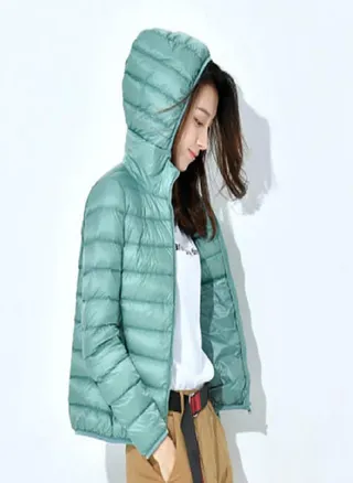 Women's Down Jacket Winter Short Hooded Warm Slim Fashion Solid Color Coat 