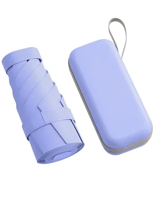 Mini Umbrella with Capsule Case Sunshine UPF50 for Rainy and Sunny Days Purple 
