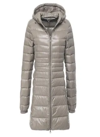 Women's Winter Long Down Jacket Ultra Light White Duck Down Warm Slim Parkas Coat Casual Hooded Coat 