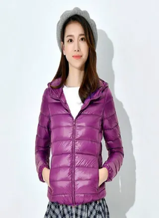 Women's Down Jacket Winter Short Hooded Warm Slim Fashion Solid Color Coat 