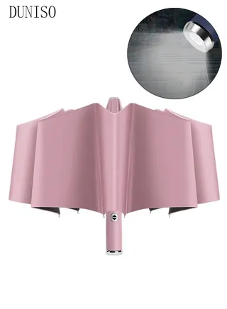 Portable Windproof Folding Travel Umbrella With LED Flashlight Anti-UV Sun And Rain Umbrellas For Women And Men 