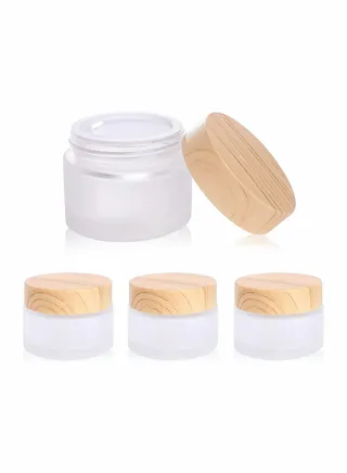 Round Frosted Empty Sample Jars with Leakproof Lids Makeup Sample Containers, for Makeup Lip Scrub Balm Lotions Sample Eye Creams DIY(4 PACK 30ML) 