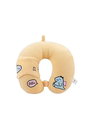 Travel Pillow, Portable Rest Reading Sleeping Pillow with Sleeping Eye Cover, Suitable for Traveling, Camping, Airplane, Nap (Yellow) 