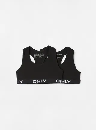 Kids/Teen Racer Crop Top (Pack of 2) Black 