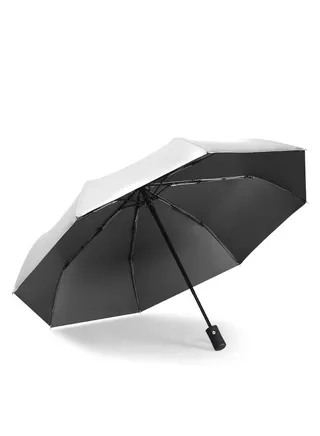 Tri-Fold Anti-UV Double Coated Titanium Silver Sun and Rain Travel Umbrella Silver/Black 