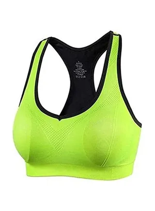 Sports Bra for Women Rubik Racerback Shockproof Quick Dry Padded Seamless High Impact Sports Bra for Yoga Gym Training Running Workout Fitness (Green, Large) 