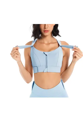 Sports Bras for Women High Impact High Support Padded Zip Front Adjustable Shoulder Straps Workout Running Bras… 