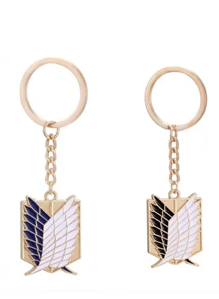 2 Pcs Attack On Titan Keychain Golden/Blue/Black 