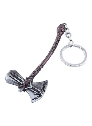 Thor Hammer Design Keychain Brown/Silver 