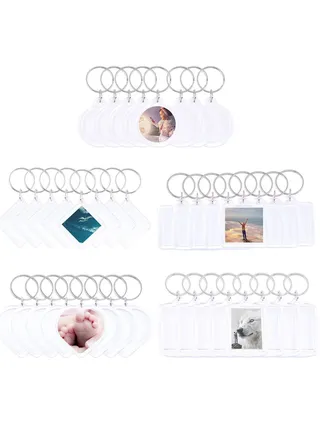 40Pcs Pendant Picture Frame Keyrings, Make Your Own Keyring Kit, Keychain Central Photo Frame Pendant for Kids To Assemble And Attach To Key Rings And Bags 