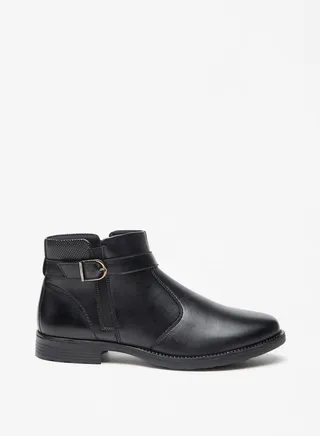 Men Solid Chukka Boots with Zip Closure