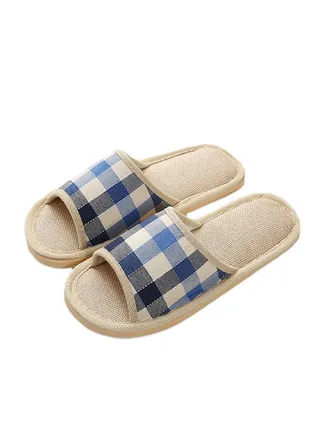 Plaid Printed Non-Slip Flat Slides Multicolour 