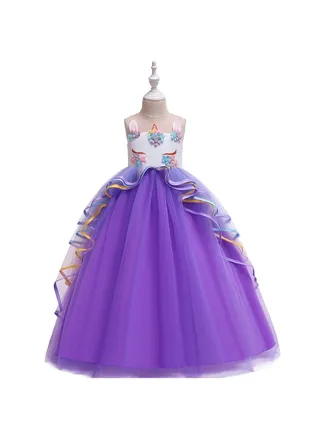 Flower Evening Tutu Dress Purple 