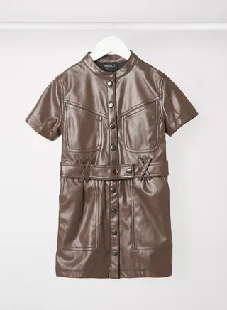 Kids/Teen Faux Leather Dress Brown 