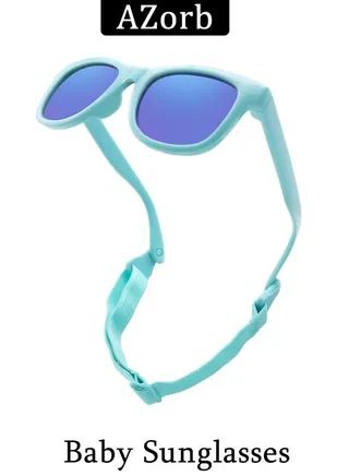 Baby Sunglasses with Adjustable Strap Polarized Sun Glasses Bendable Flexible Newborn UV Protection for Kids Toddler Infant Boys Girls Age 0-3 Green 
