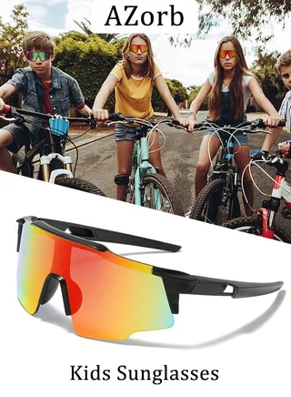 Kids Sunglasses for Boys Girls - Sports Cycling Childrens Mirror Polarized Sun Glasses with Lightweight Flexible Frame UV Protection Age 6-15 Sunglasses Yellow 