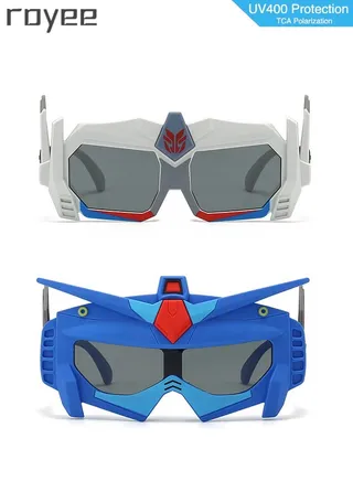 2 Pack New children's Cartoon sunglasses, polarized foldable sunglasses, UV400 protection sunglasses for Age 2-4 6-8 10-12 Boys Girls boys and girls，TPEE Frame -  Blue and Grey 