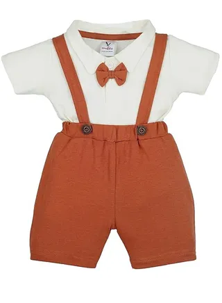 Macitoz Stylish Dungaree for Baby Boys | Half Sleeves & Knee Length with Bow | Suitable as Casual & Party Wears Baby dress 