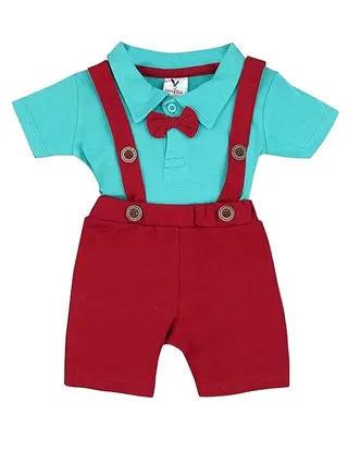 Macitoz Stylish Dungaree for Baby Boys | Half Sleeves & Knee Length with Bow | Suitable as Casual & Party Wears Baby dress 