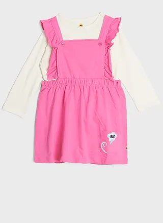Kids 2 Piece Dungaree Dress Set 
