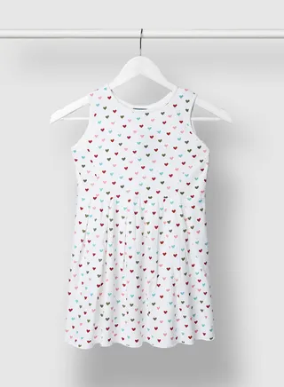 Girls Trendy Cotton All Over Print Dress Red 