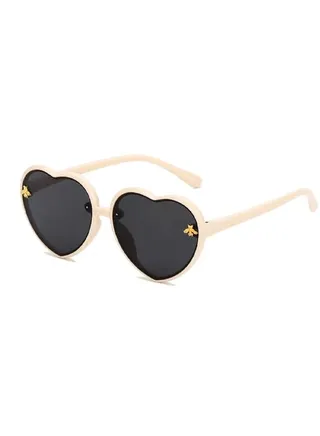 Heart Shaped Children's Sunglasses, Gradient Lenses, Jelly Frame, Boys And Girls' Sunglasses, 2-10 Years Old UV400 Protective Bee Frame, Children's UV Resistant Sunglasses 