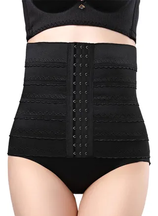 Hook Closure Slimming Corset Black 