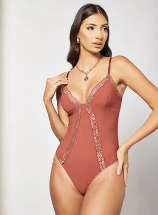 Lace Bodysuit Brown 