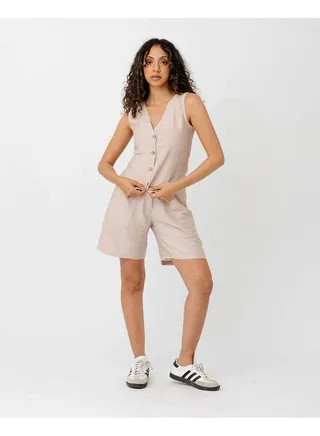 Beige Linen Vest 