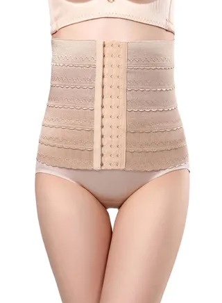 Hook Closure Slimming Corset Beige 