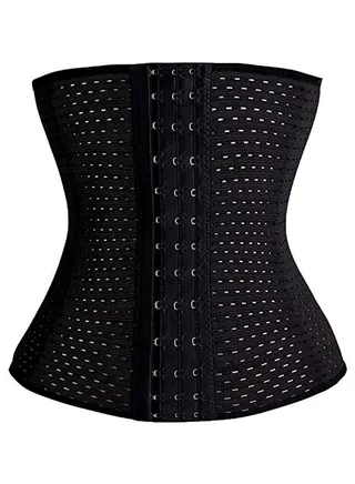 Women Breathable Polyester Corset Body Shaper Training Waist Cincher Tummy Control Shaper Belt    Black 