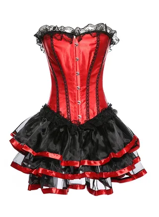 Corset With Tutu Skirt Red/Black 