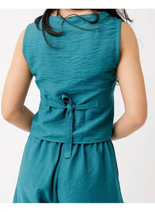 Teal Linen Vest 